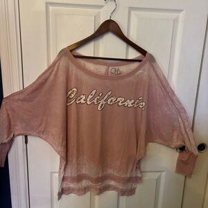 Chaser CALIFORNIA Long-Sleeve Burnout Camp Tee NWT L Season Refresh pink Soft